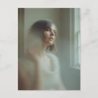 A Woman Lost in Thought Vintage Photography Postcard