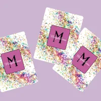 Glitter Rainbow Name Monogram Girly Pink  Poker Cards