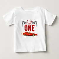 Fast One Race Car Boy 1st Birthday Party Baby T-Shirt