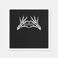Halloween Skeleton Heart Hands Retro Style Napkins