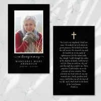 Black Photo Memorial Prayer Card