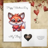 Fox with Heart Personalized Photo Valentine's  Card