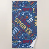 Fitness Word Cloud Red/White ID284 Beach Towel