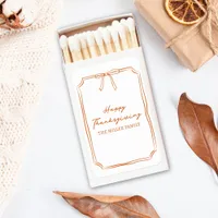 Elegant Thanksgiving Burnt Orange Simple Chic  Bow Matchboxes