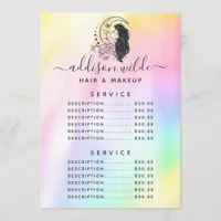 Celestial Mystic Moon Goddess Price List Menu