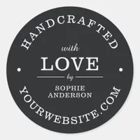 Handmade with Love | Elegant Small Business Name Classic Round Sticker