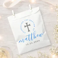 Blue Baptism Christening Naming Cross Favor Bag