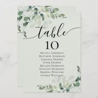 Eucalyptus Wedding Table Seating Chart