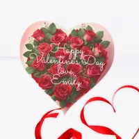 Romantic Heart with Red Roses Valentine's Day Heart Sticker