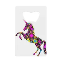 Floral Unicorn Credit Card Bottle Opener