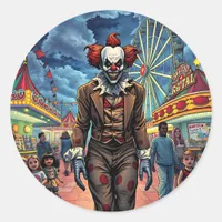 Happy Halloween | Spooky Clown Classic Round Sticker