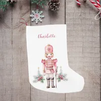 Pink nutcracker girl name small christmas stocking