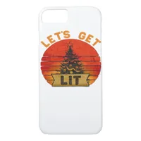 Let's Get Lit Funny Christmas Humor Quote Vintage  iPhone 8/7 Case