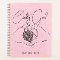 Crafty Girl Heart Hands Drawing Pink Knitting  Planner