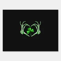 Skeleton Hand Heart Shamrock St Patricks Day Paddy Sign