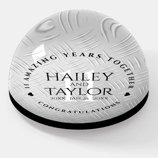 Elegant 11th Steel Wedding Anniversary Celebration Paperweight