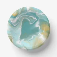 Sandy Brown Ocean Blue Marble Fluid Art  Paper Bowls