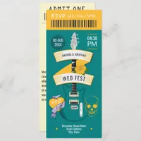 Retro Stereo Rock ’n’ Roll Wedding Ticket Invitation