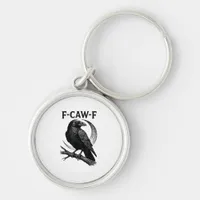 Funny F-Caw-F Crow Retro Graphic Keychain