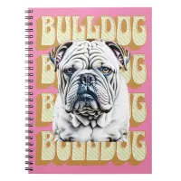 English Bulldog with Retro Font Notebook