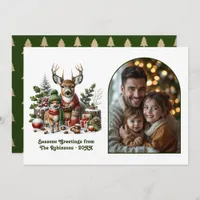 Woodland Deer Family Cozy Forest Christmas Photo Holiday Card