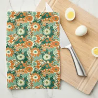 1970s Retro Floral Pattern Kitchen Towel