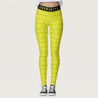 Neon Yellow Zigzag Name Leisure And Yoga Leggings