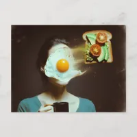 Surreal Breakfast Woman Toast and Eggs Postcard