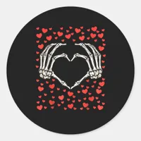 Skeleton Hand Red Heart Birthday Valentines Day Classic Round Sticker