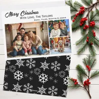 Snowflakes Three Family Photos Christmas Holiday Card