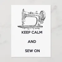 Keep Calm and Sew On Postcard