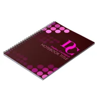 Burgundy Funky Pink Dots Monogram Notebook