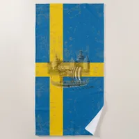 Flag and Symbols of Sweden ID159 Beach Towel