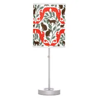 Elegant Art Nouveau Red Brown Black Cat-Whimsical  Table Lamp