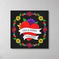 Tattoo Graffiti Art Style Wedding  Bride and Groom Canvas Print