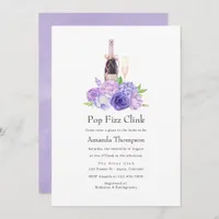Pastel Violet Floral Pop Fizz Clink Bridal Shower Invitation