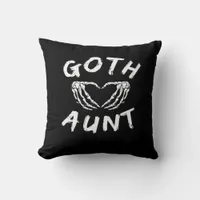 Goth Aunt Punk Skeleton Heart Hands Gothic Design Throw Pillow