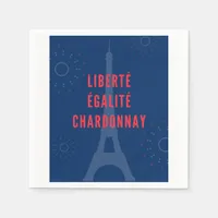 Liberté Égalité Chardonnay Funny Eiffel Tower Wine Napkins