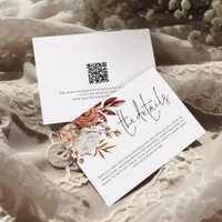 Modern Terracotta Florals QR Code Details Wedding Enclosure Card