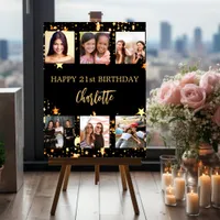 Birthday black gold stars photo collage foam board