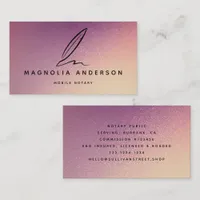 Mobile Notary Quill Pink Iridescent  Business Card