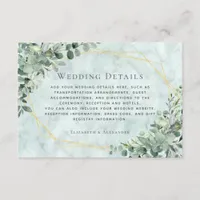 Marble Eucalyptus Greenery Gold Wedding Details Enclosure Card