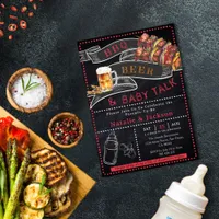 Rustic Chalkboard BBQ Beer Baby Shower Invitation