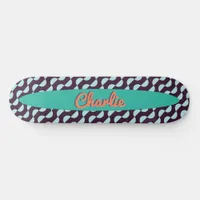 Abstract Semicircles Patterned Custom Name Retro Skateboard