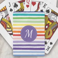 Rainbow Stripe Monogram Poker Cards