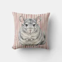 Watercolor Chinchilla Throw Pillow