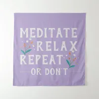 Meditate Relax Repeat Motivational  Lavender Art Tapestry