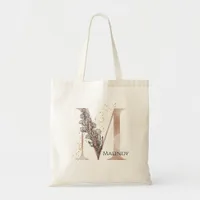 Monogram Initial Modern Letter M Boho Personalized Tote Bag