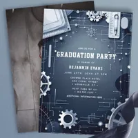 Circuit Gears Engineering Graduation Photo Invitation