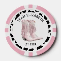 Last Rodeo Pink Fringe Cowgirl Boots Photo Poker Chips